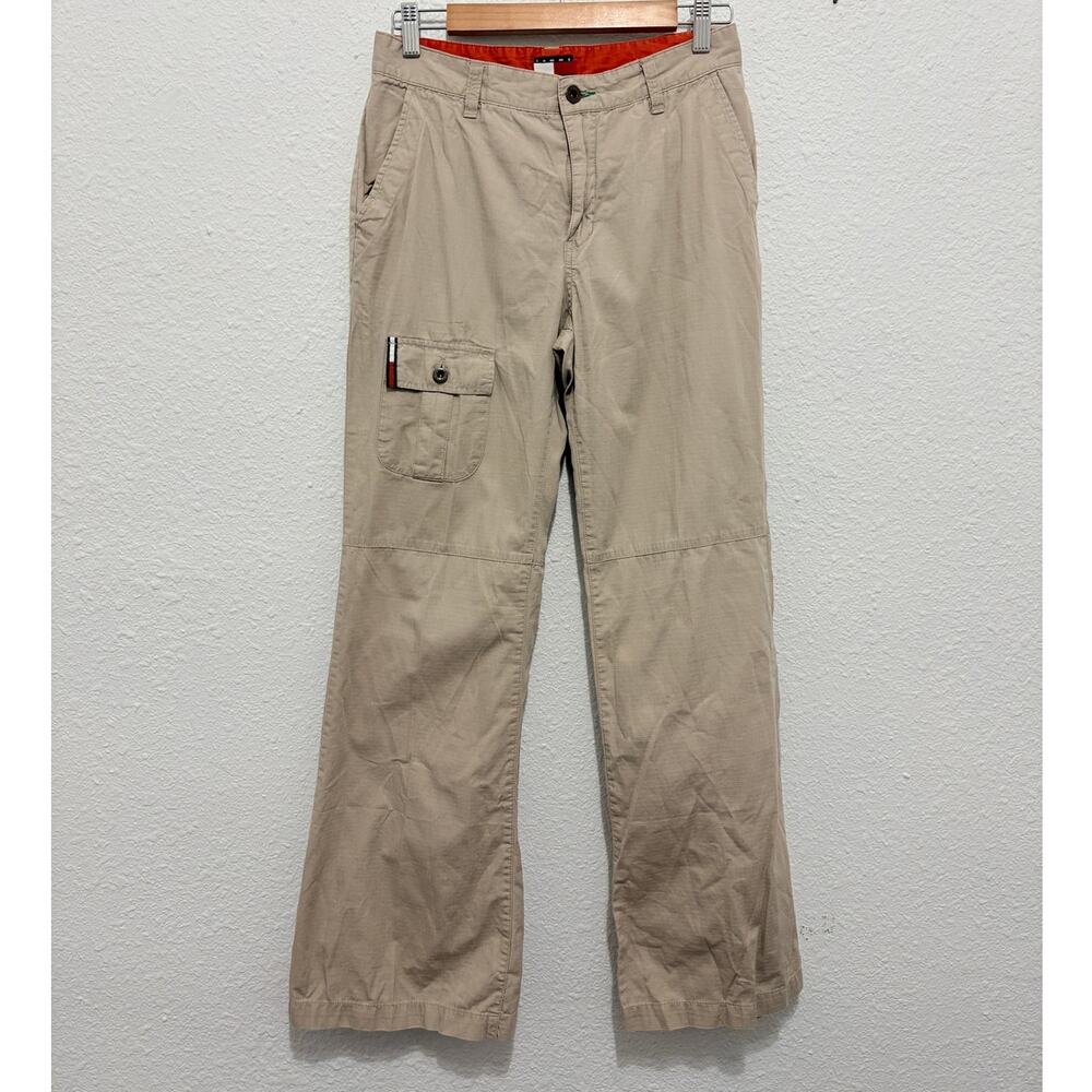 Vintage Y2K Tommy Hilfiger Wide Leg Cargo Pants Khaki Skater Grunge